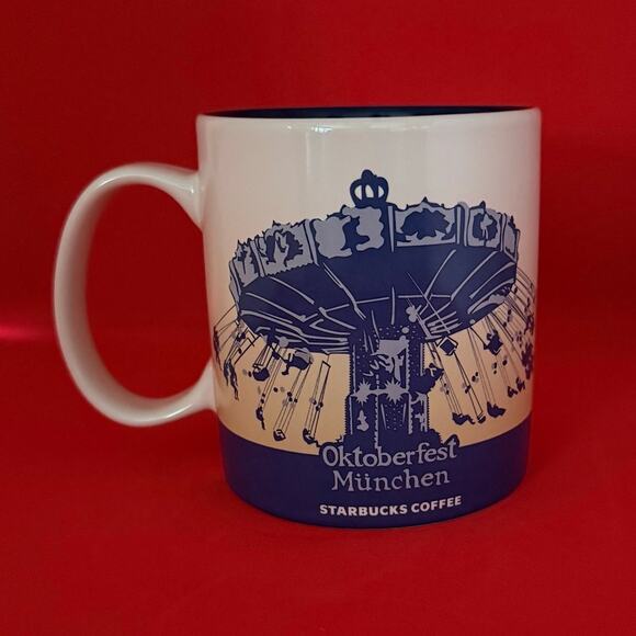 Starbucks Oktoberfest Munchen Coffee Mug Global Icon 2015 Tan Blue EUC 16 Oz. - Picture 5 of 9